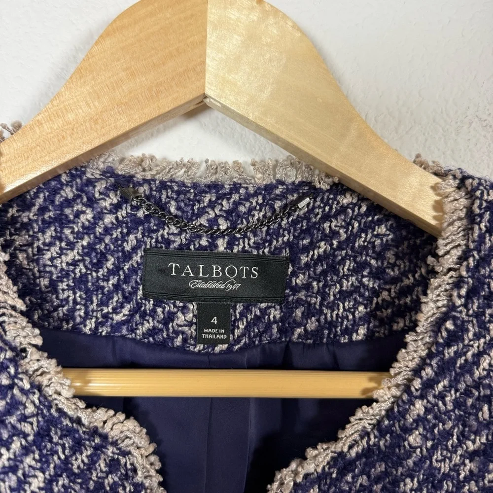 NWT Talbots Tweed Open Front Wool/Mohair/Alpaca in Purple Size 4